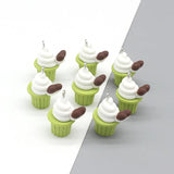 10pcs Matcha Cream Cake Resin Charms 3D Cupcaks Food Pendant