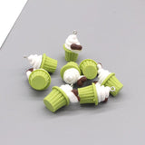 10pcs Matcha Cream Cake Resin Charms 3D Cupcaks Food Pendant