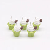 10pcs Matcha Cream Cake Resin Charms 3D Cupcaks Food Pendant