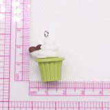 10pcs Matcha Cream Cake Resin Charms 3D Cupcaks Food Pendant