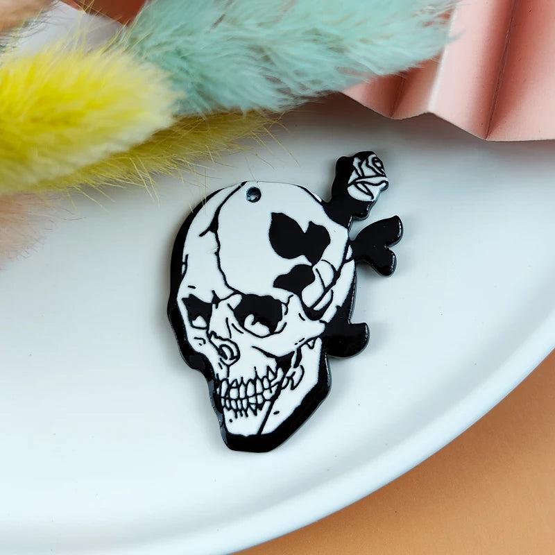 10pcs/pack Skull Rose Ghost Acrylic Charms DIY Halloween Series