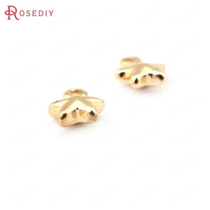 20PC 7x5mm 1.5mm Hole Champagne Plated Brass Star Charms Jewelry Findings