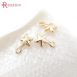 20PC 7x5mm 1.5mm Hole Champagne Plated Brass Star Charms Jewelry Findings