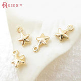 20PC 7x5mm 1.5mm Hole Champagne Plated Brass Star Charms Jewelry Findings