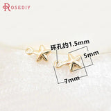 20PC 7x5mm 1.5mm Hole Champagne Plated Brass Star Charms Jewelry Findings