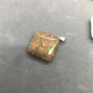 10pcs/lot Flat Square Pendant Natural Stone Malachite Green Aventurine