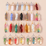 5pcs Hexagonal Column Quartz Crystal Amethyst Pendants