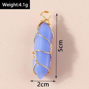 5pcs Hexagonal Column Quartz Crystal Amethyst Pendants