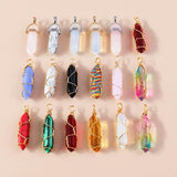 5pcs Hexagonal Column Quartz Crystal Amethyst Pendants