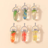 5pcs Hexagonal Column Quartz Crystal Amethyst Pendants
