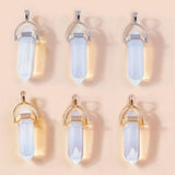 5pcs Hexagonal Column Quartz Crystal Amethyst Pendants