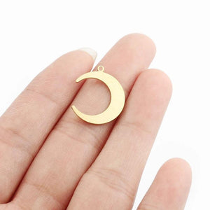 20pcs Raw Brass Moon Charms Single Hole Pendant DIY Jewelry Making