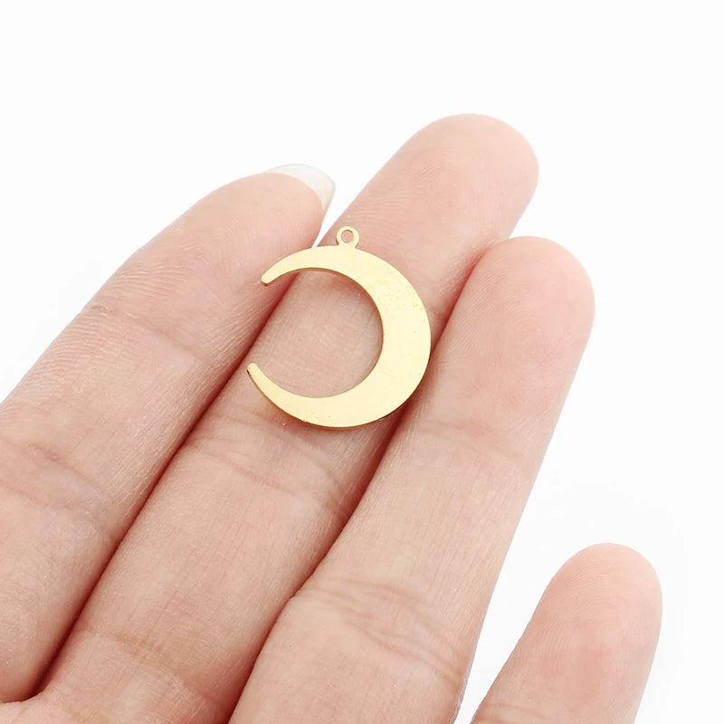 20pcs Raw Brass Moon Charms Single Hole Pendant DIY Jewelry Making