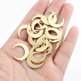 20pcs Raw Brass Moon Charms Single Hole Pendant DIY Jewelry Making