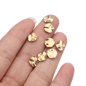 50pcs Raw Brass Hammered Round Charms Bracelet Tags Pendant DIY Jewelry Making