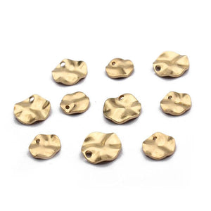 50pcs Raw Brass Hammered Round Charms Bracelet Tags Pendant DIY Jewelry Making