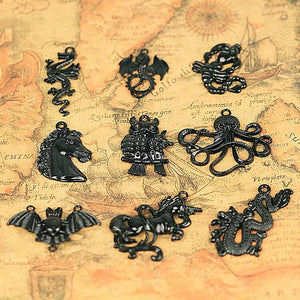 10pcs Animal Series Punk Necklace Pendant Keychain DIY Charms