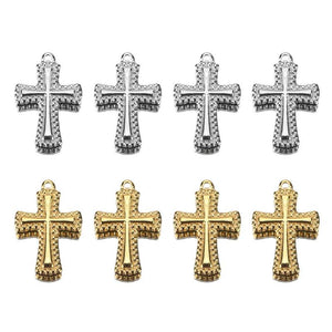 5pcs Stainless Steel Carving Cross Charms for DIY Necklace Bracelet