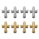 5pcs Stainless Steel Carving Cross Charms for DIY Necklace Bracelet