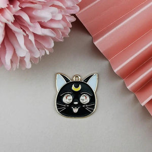 10pcs Moon Cat Metal Charms Pendant Earring DIY Jewelry Accessories