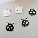 10pcs Moon Cat Metal Charms Pendant Earring DIY Jewelry Accessories