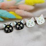 10pcs Moon Cat Metal Charms Pendant Earring DIY Jewelry Accessories