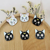 10pcs Moon Cat Metal Charms Pendant Earring DIY Jewelry Accessories