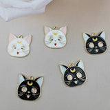 10pcs Moon Cat Metal Charms Pendant Earring DIY Jewelry Accessories