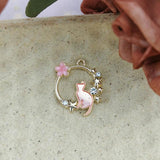 10pcs/pack Wreath Cat Enamel Charms DIY Pendant Jewelry Making YZ915
