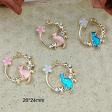 10pcs/pack Wreath Cat Enamel Charms DIY Pendant Jewelry Making YZ915