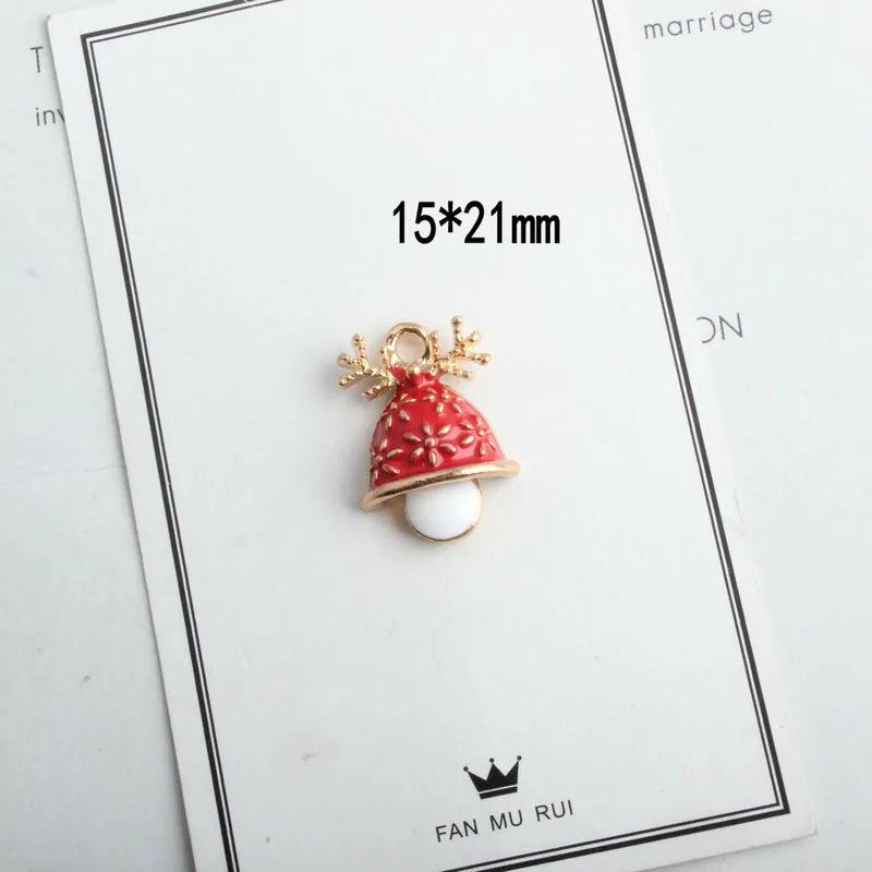 10pcs Heart-shaped Mushroom Enamel Charms DIY Love Alloy Pendant