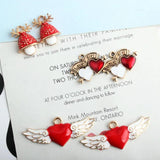 10pcs Heart-shaped Mushroom Enamel Charms DIY Love Alloy Pendant