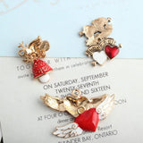 10pcs Heart-shaped Mushroom Enamel Charms DIY Love Alloy Pendant