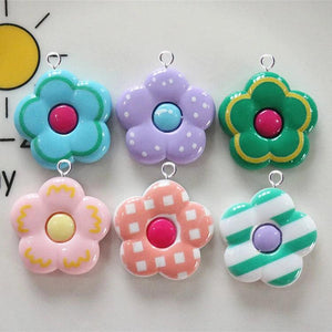 10Pcs Colorful Flowers Resin Charms Pendant DIY Earrings