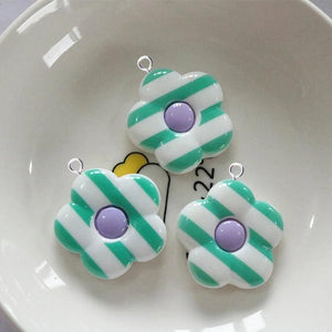 10Pcs Colorful Flowers Resin Charms Pendant DIY Earrings