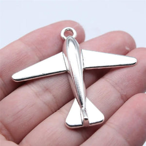 5pcs Antique Silver Airplane Charms Pendant DIY Jewelry Making Findings