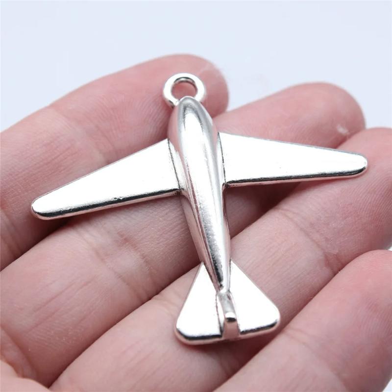 5pcs Antique Silver Airplane Charms Pendant DIY Jewelry Making Findings