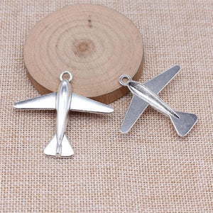 5pcs Antique Silver Airplane Charms Pendant DIY Jewelry Making Findings