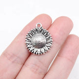 10pcs Antique Silver Sunflower Charms 23x20mm