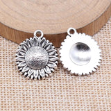 10pcs Antique Silver Sunflower Charms 23x20mm