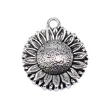 10pcs Antique Silver Sunflower Charms 23x20mm