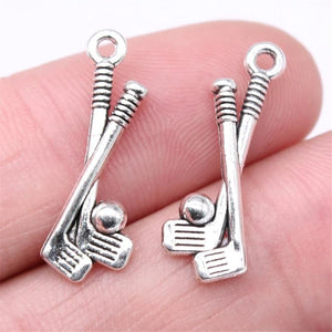 40pcs Golf Charms 23x8mm DIY Jewelry Findings Antique Silver Alloy Pendant