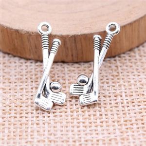 40pcs Golf Charms 23x8mm DIY Jewelry Findings Antique Silver Alloy Pendant