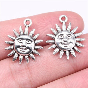 10pcs Sun Charms Pendant Antique Silver Jewelry Making DIY Findings