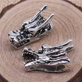 5pcs Antique Silver 3D Dragon Head Charms Pendant For DIY Jewelry Making