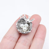 5pcs Bird Nest Charms 24x25mm Antique Silver/Bronze Jewelry Making