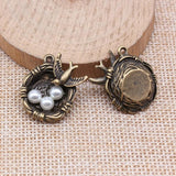 5pcs Bird Nest Charms 24x25mm Antique Silver/Bronze Jewelry Making