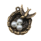 5pcs Bird Nest Charms 24x25mm Antique Silver/Bronze Jewelry Making