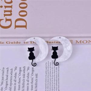 10Pcs Acrylic Moon Cat Charms for DIY Earrings Keychain