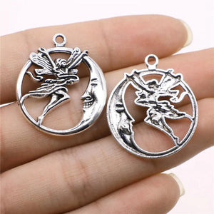 10pcs Moon Angel Charms Pendants Jewelry Making Antique Silver Bronze Plated